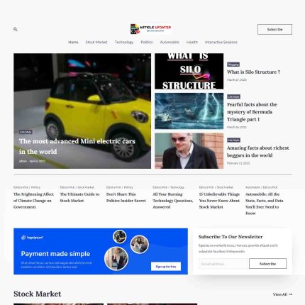Article-Updater Theme - Read Your Daily Article For Adsence Friendly